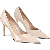 Coutgo Womens Pointed Toe High Heels Pumps Patent Suede Stiletto Heel Slip on Office Party Wedding Dress Shoes