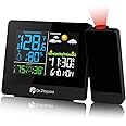 DR.PREPARE Projection Alarm Clock, Digital Clock Projector on Ceiling with Indoor/Outdoor Temperature Display, Dual Alarms, Colored Backlight, Weather Forecast, and Battery Backup for Bedroom