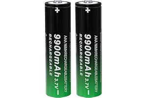 DQGG AAA Rechargeable Battery 9900mAh 3.7V NiMH Batteries AAA Battery Button Top 2 Pack for Flashlights Headlamps