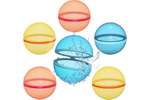 COOLTUNE Reusable Water Balloons 6 Pack, Summer Fun Water Toys for Swimming Pool, Backyard Play, Outdoor Games, Beach Day (Color-7)