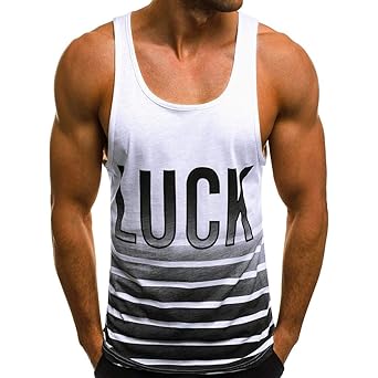Storerine Herren Sommer Sport Tank Top,Beiläufiger dünner Buchstabe der Art und Weise Männer druckte Trägershirt Muskelshirt 