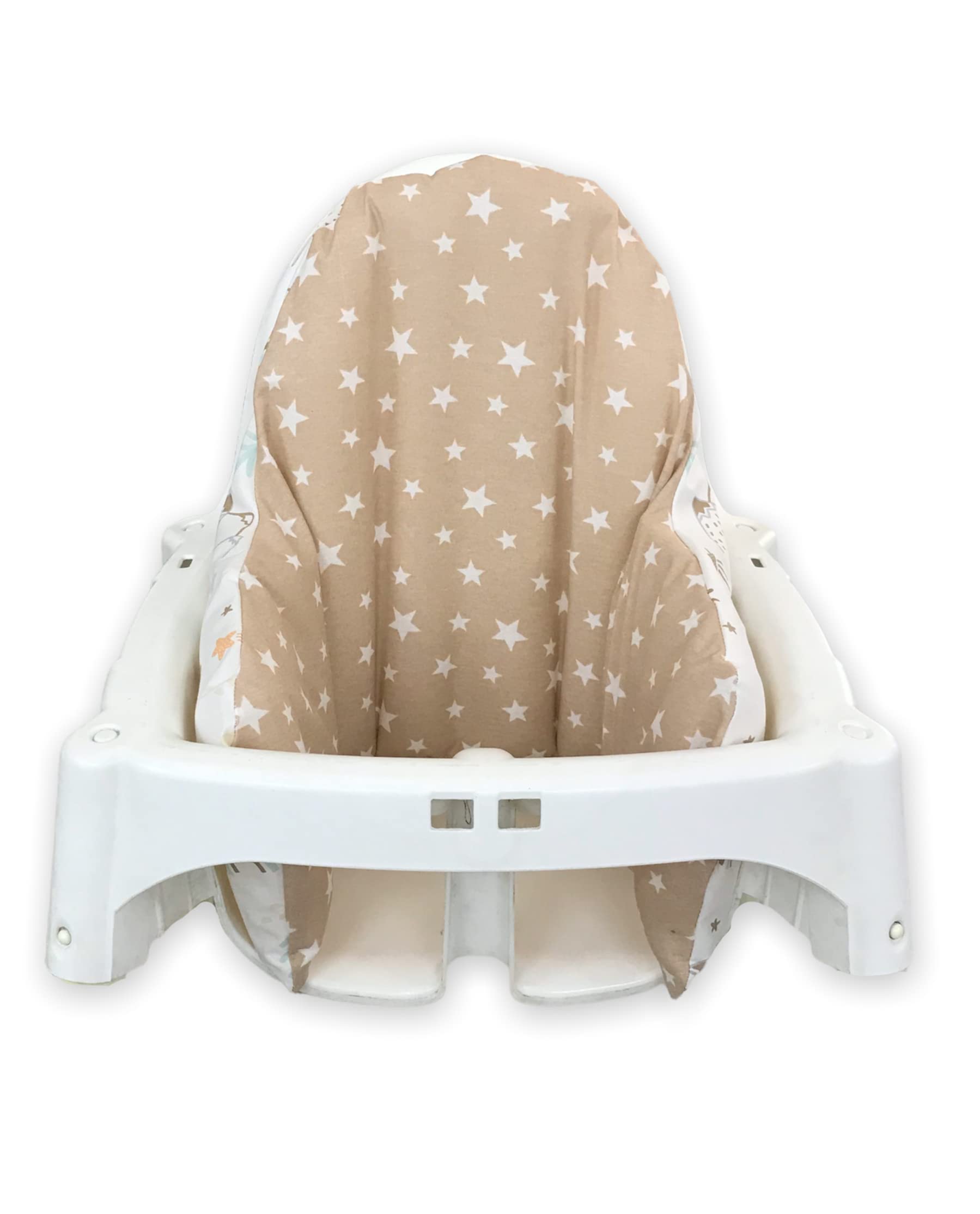 Cover– Washable & Reversible Cotton Cushion Cover for IKEA High Chair Accessories, Compatible with Antilop,Only Cover! (Brown Rainbow)