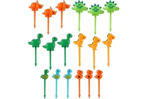 18 Pcs Dinosaur Food Picks for Kids, Cartoon Dessert Fruit Forks Toddlers Lunch Bento Box Decor Cute Mini Animal Toothpick Ac