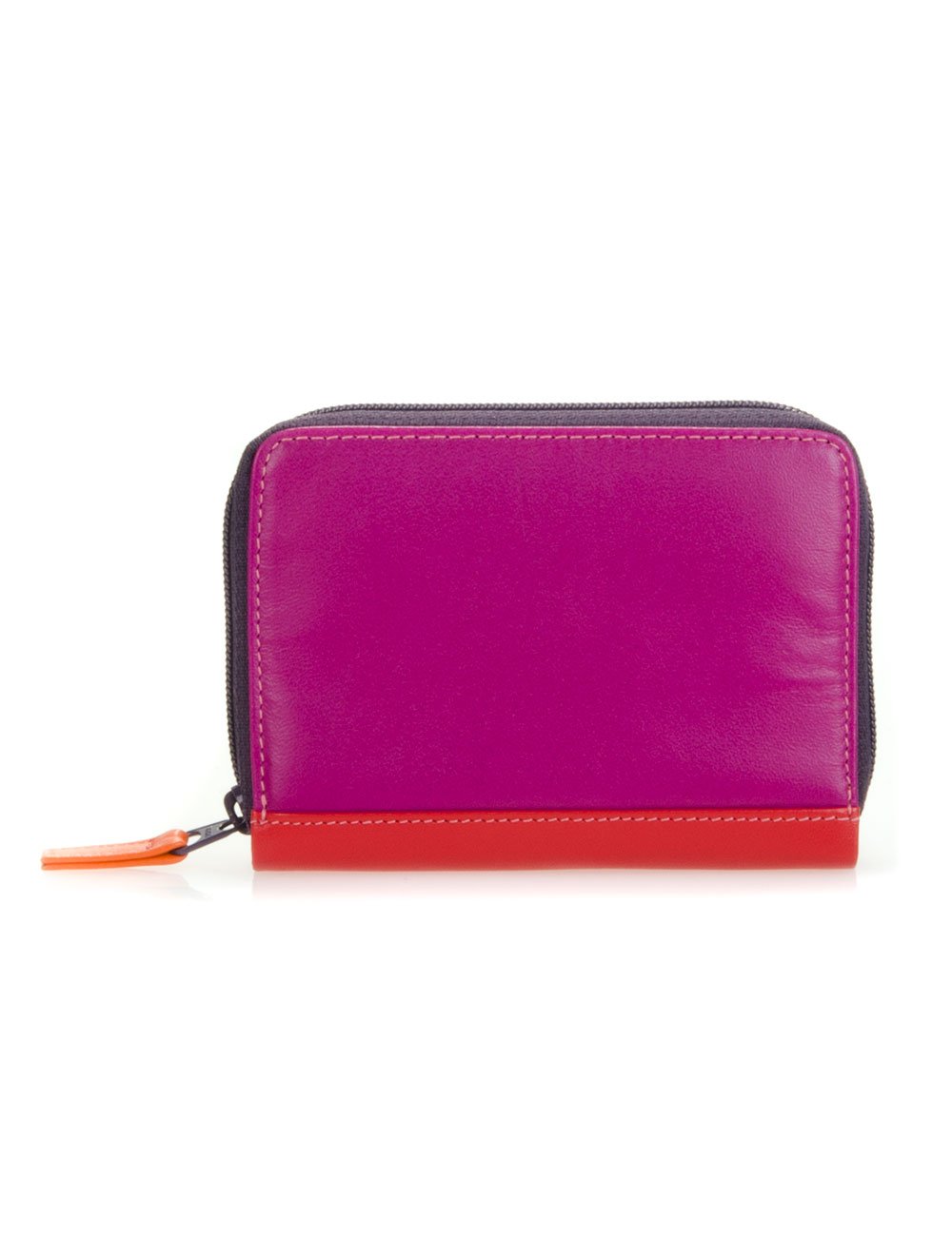 Leather women's wallet MYWALIT - Zipped Credit Card Holder - 328-75 Sangria