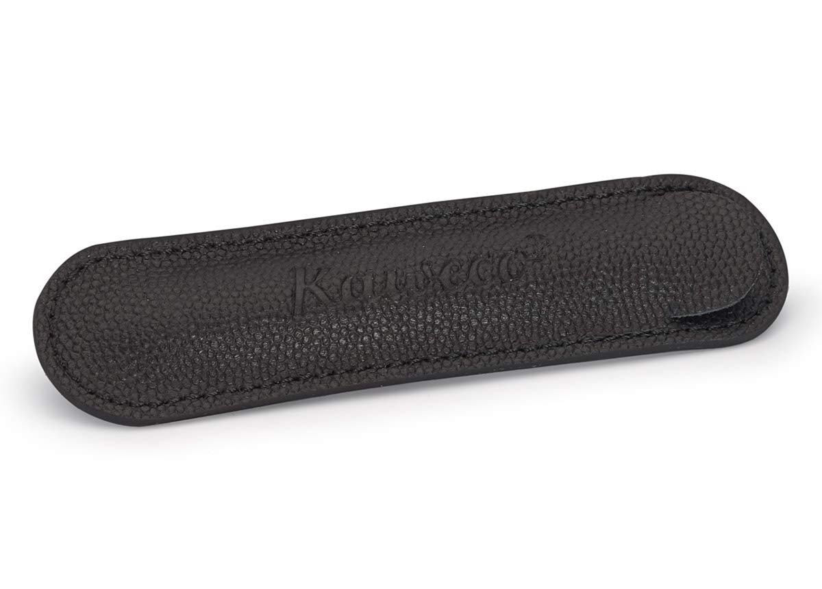 Kaweco Leather Case for 1 Liliput Pen, Eco Pen Case, Genuine Leather, Embossing, 10 x 1.5 x 2.5 cm, Black