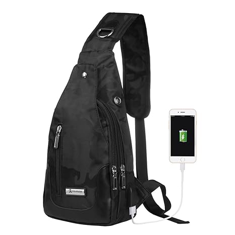 Vbiger Brusttasche Sling Rucksack Schultertasche Brusttaschen für Damen und Herren Daypack Militär Sporttasche