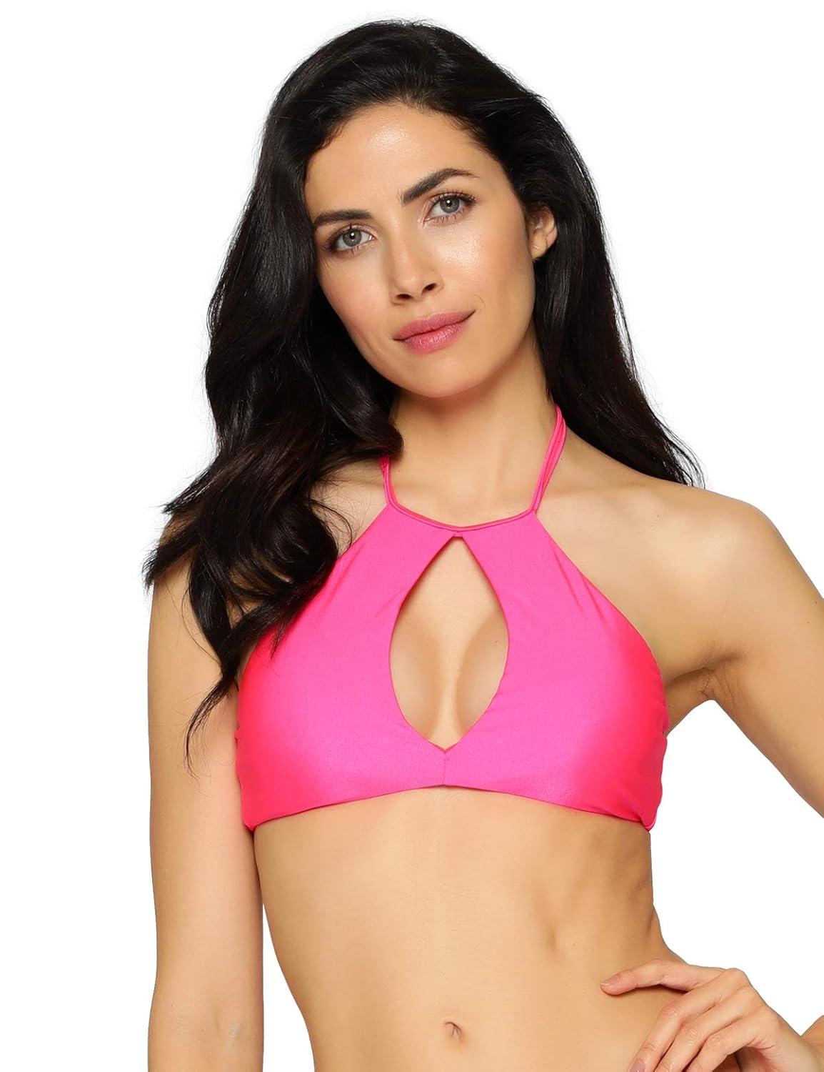 high neck keyhole halter bikini top