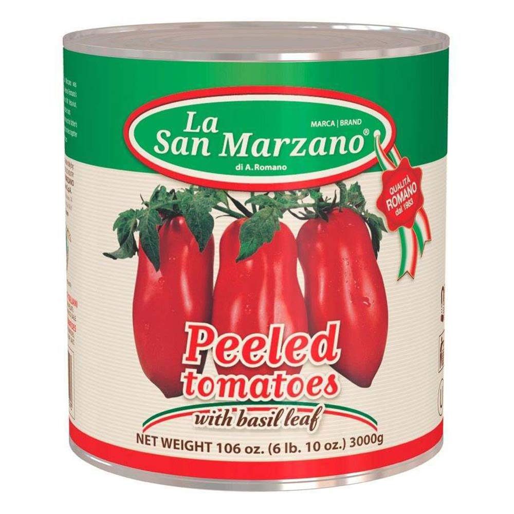 La San Marzano Peeled Tomatoes with Basil Leaf 106 oz. (Pack of 1) - 100% Product of Italy