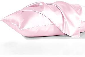 KINMEROOM Satin Pillowcase for Hair and Skin, Pink Pillow Cases Standard Size Set of 2, Luxury and Soft Satin Pillow Covers 2 Pack with Envelope Closure (20x26 Inches)