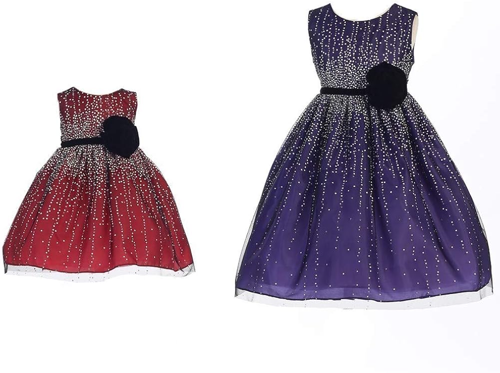 Amazon Com Crayon Kids Baby Girls Purple Velvet Flower Sash Sequin Christmas Dress 6 24m Clothing