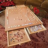 Bits and Pieces - Jumbo Size Wooden Puzzle Plateau-Smooth Fiberboard Work Surface - Four Sliding Drawers Complete This Puzzle Storage System