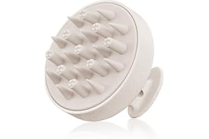 HEETA Hair Scalp Massager for Hair Growth, Shampoo Brush, Scalp Scrubber Exfoliator with Soft Silicone Bristles for Dandruff Removal to Relieve Stress, Wet Dry Use Updated Material, Beige