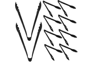 Kichvoe 10pcs Plastic Serving Tongs Small Black Buffet Food Clips for Ice Salad Party Wedding
