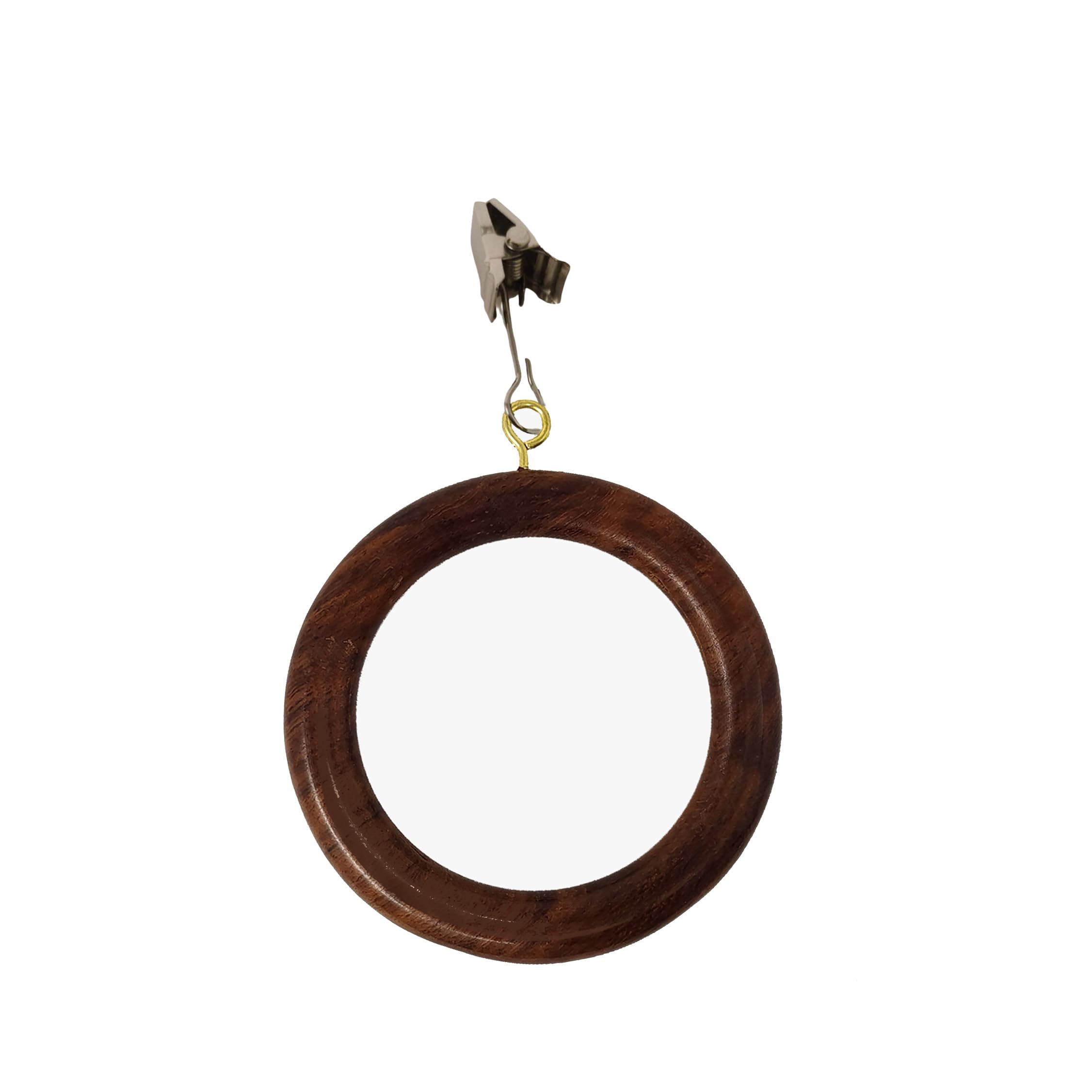 Photo 1 of Premium 12 Pcs Wooden Curtain Rings Hooks Clips for Home Window Drapery Rod Pole | Natural Rosewood | Inner Dia 1.7, Outer Dia 2.5 Inch | Window Hanging Sucker Hook