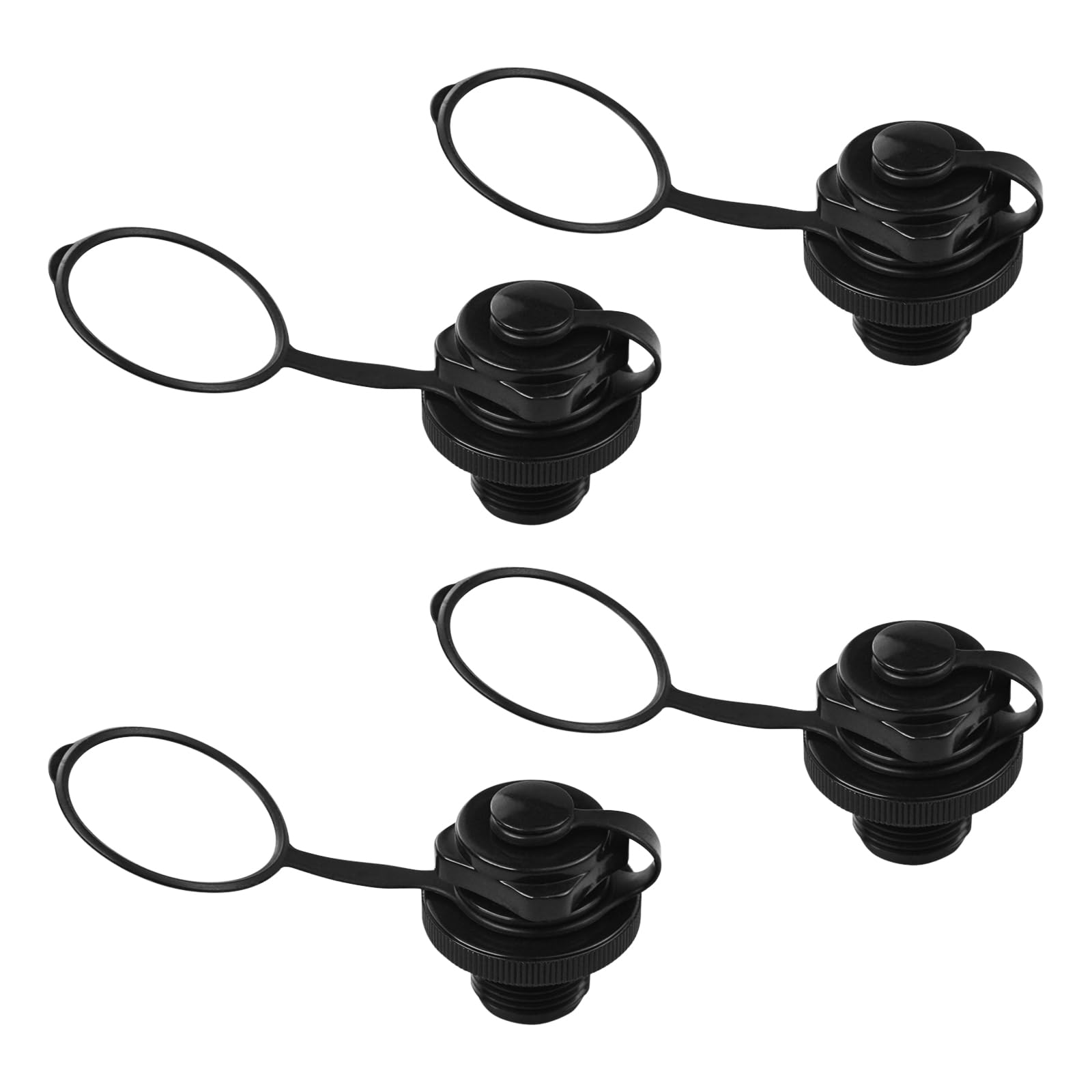 Photo 1 of Flylin 4Pcs Inflatable Boat Air Valve, Boat Spiral Air Plugs Black One-Way Inflation Replacement Screw, Plastic Tube Valve Replacement for Inflatable Raft Boat Kayak (23mm)