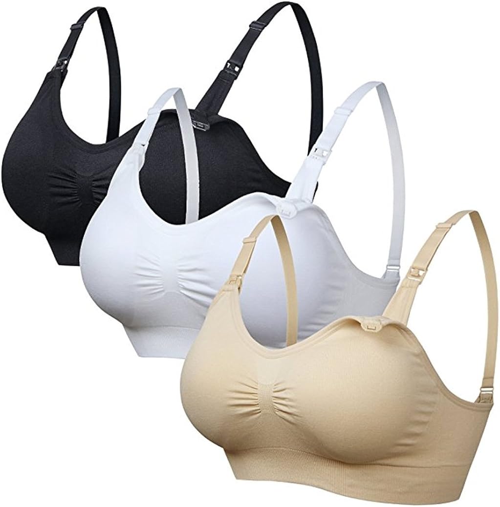 3 Pack Maternity Nursing Breastfeeding Bra Full Coverage Seamless Hands
