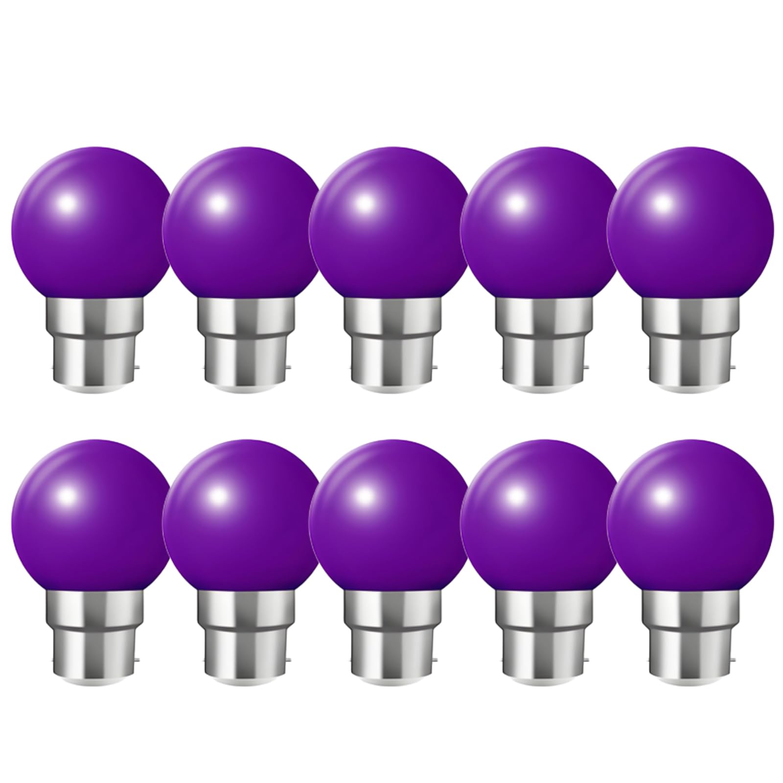 HUAMu B22 Bayonet led Bulbs, 2W LED Coloured Light Bulb Mini Globe Golfball Bulbs for Outdoor Patio Garden Party Christmas, Violet, Pack of 10 — image 1