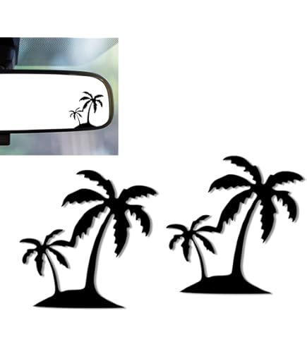 Tropical Palm Trees Vinyl Decal Sticker - White 6 Inch Beach Theme Car & Laptop Decal #1027