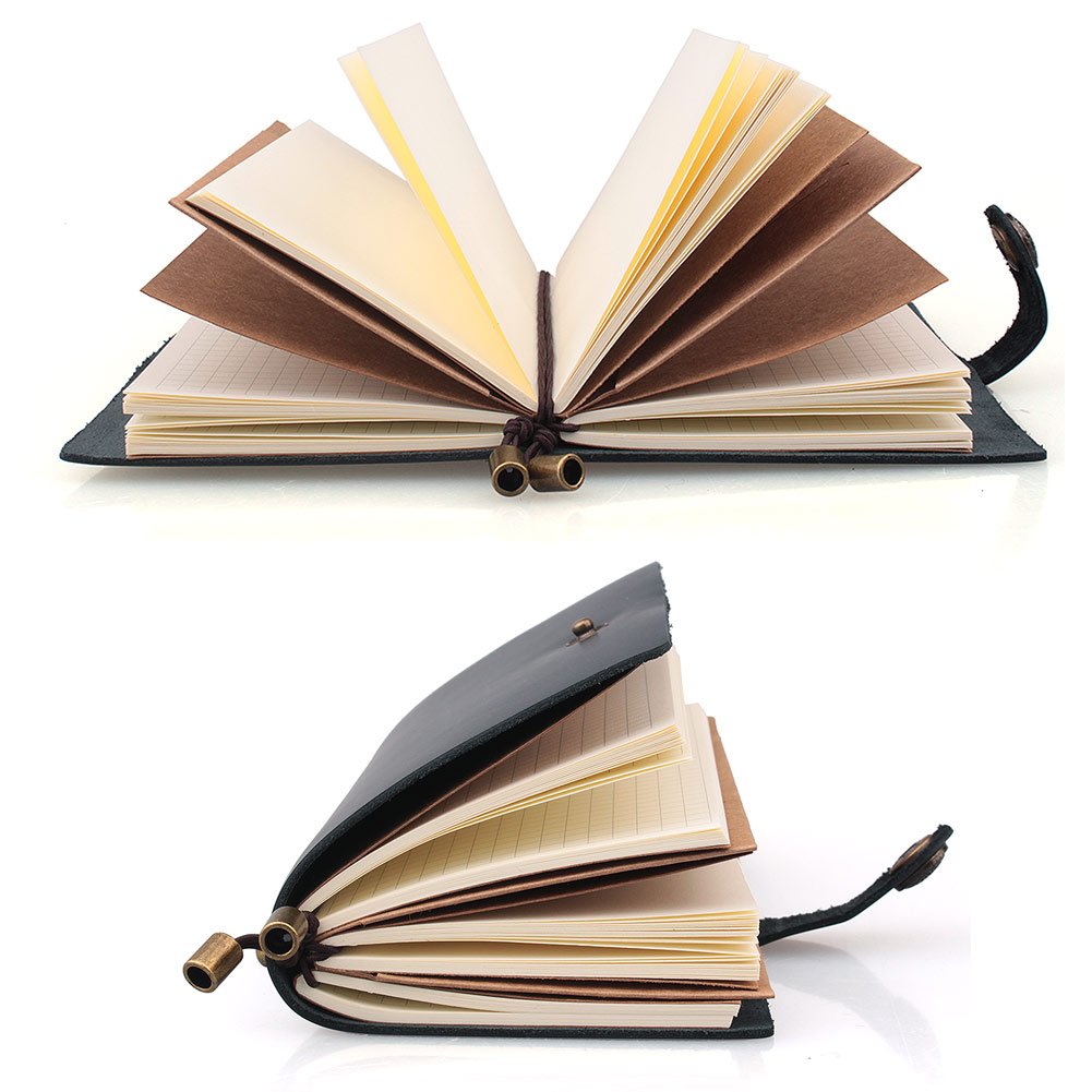 AYOUYA Leather Journal Writing Notebook Refillable Travellar Notebook Leather Notebook Paper Handmade Genuine Leather Writing Journal Diary 6.5 x 4 Inches, Perfect Gift for Art Sketchbook (black)