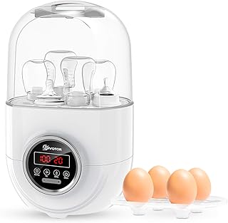 EIVOTOR 7 in 1 Flaschenwärmer Baby Vaporisator Bottle Warmer Babykostwärmer Dampfsterilisator Doppelt Flaschen Sterilisator Milchwärmer mit Warmhaltefunktion Trocknen Sterilisieren Erwärmen