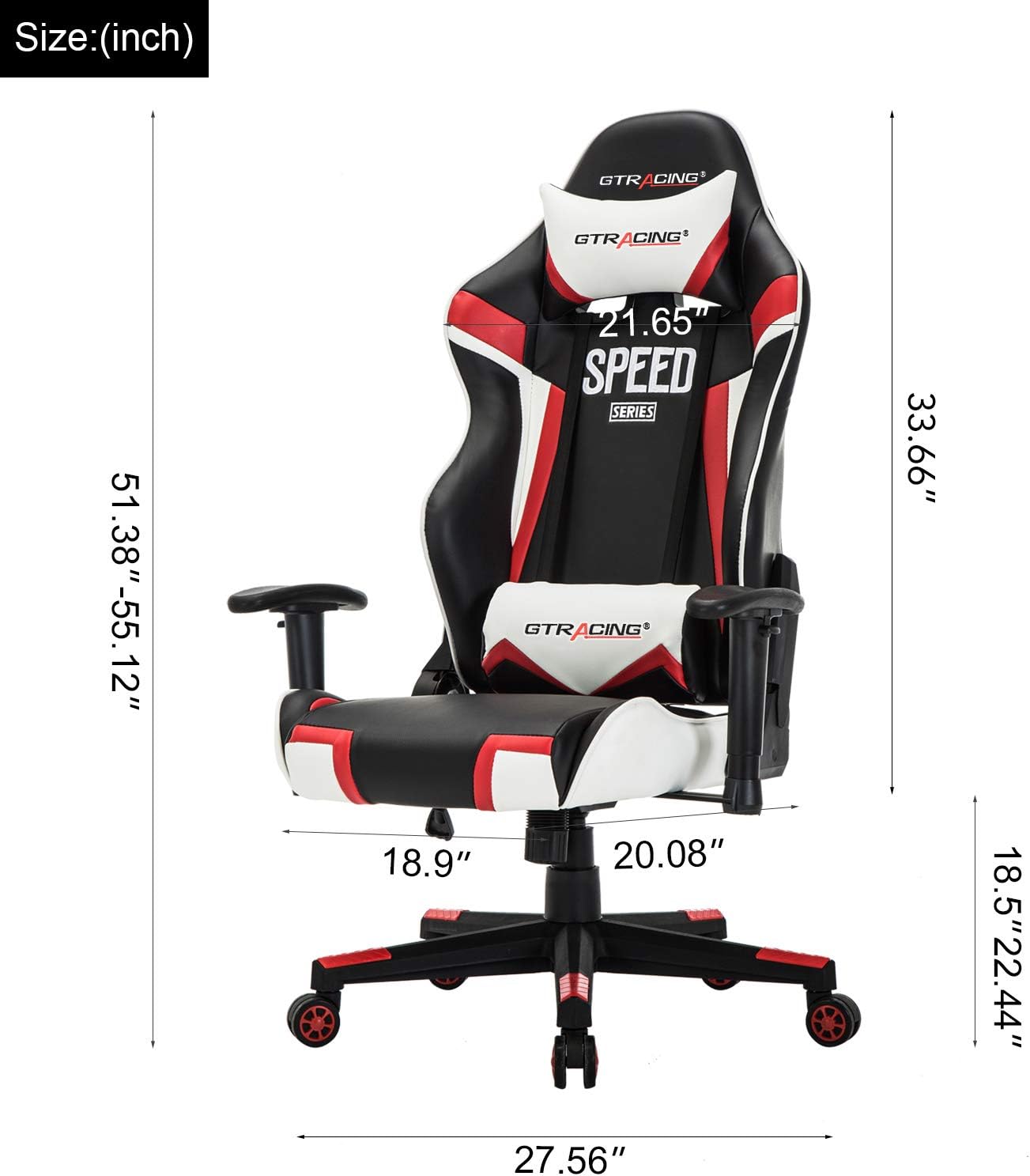 991 Red Gtracing Gaming Chair Ergonomic Racing Chair Recliner High Back Executive Chair Pu Leather Adjustable
