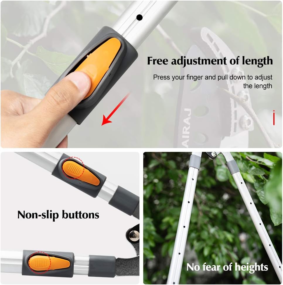 AIRAJ Retractable Handle Anvil Loppers, Heavy Duty Pruning Lopper with SK-5 High Carbon Steel Blades, Lightweight Aluminium Tube Tree Trimmer & Branch Cutter, 26 Inch Compound Action Hand Loppers : Garden & Outdoor