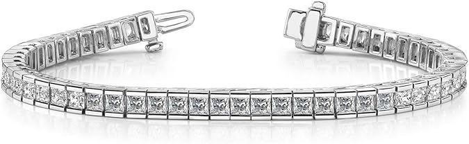 Madina Jewelry 5.00 ct Ladies Princess Cut Diamond Tennis Bracelet in Channel Setting