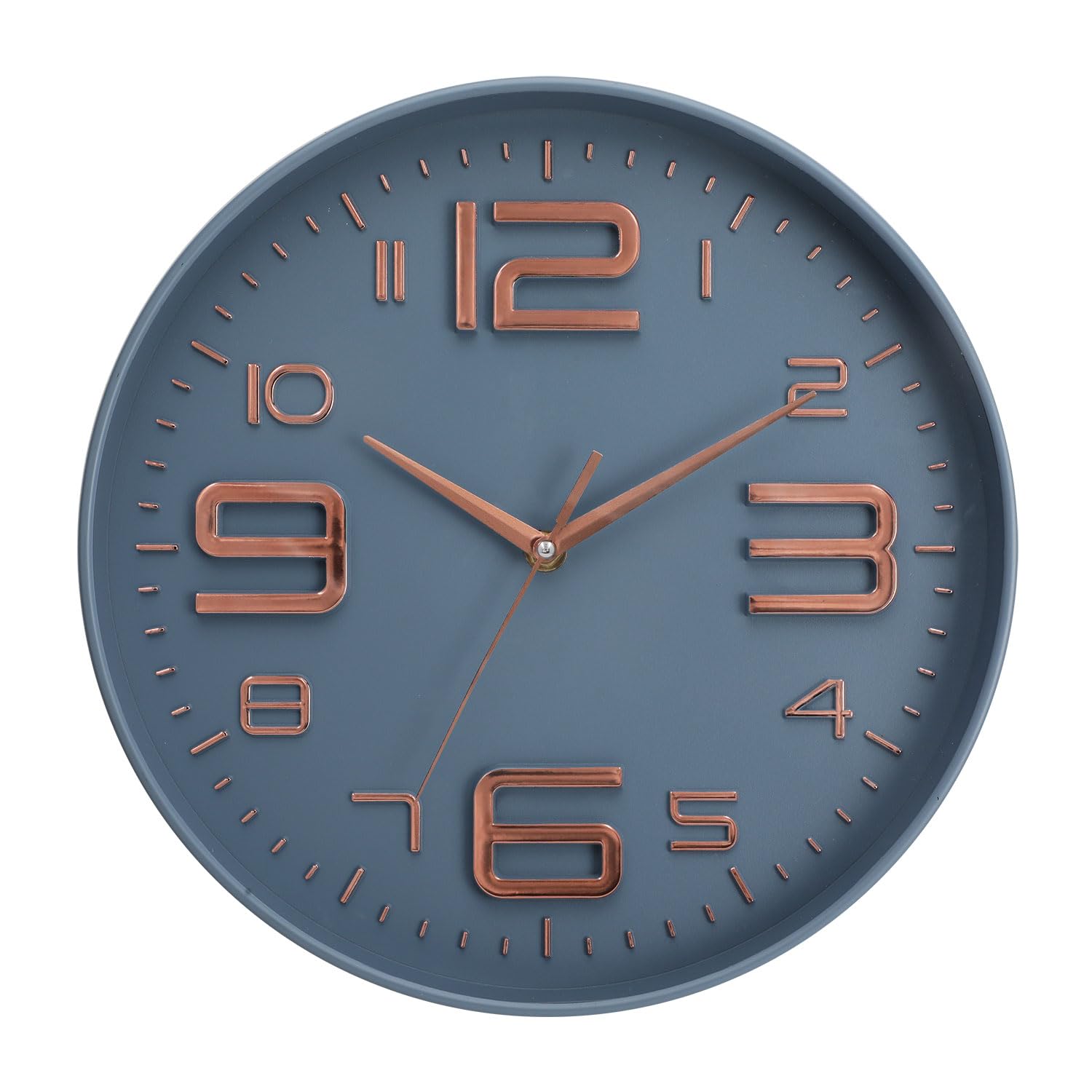 Photo 1 of 12 inch Silent and Non tick Battery Powered Quartz Round Wall Clock, Blue Modern Decorative Clock, Suitable for Home, Office, Bedroom (Grey 02)