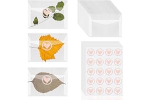 120 Pcs Glassine Envelopes and 120 Pcs Rose Gold Heart Envelope Seals, 3.9 x 2.7 Inches Clear Envelopes, Mini Translucent Env