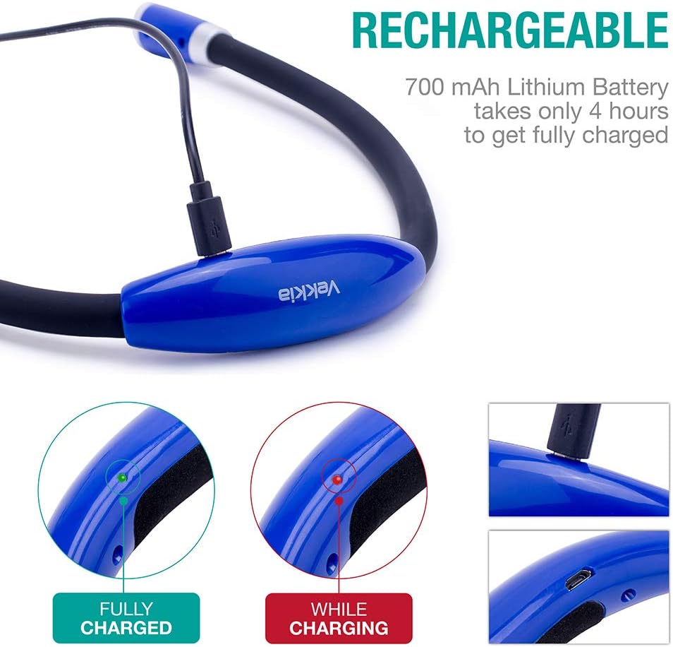 Vekkia Rechargeable 4 LED Neck Reading Light, Book Lights for Reading in Bed, 3 Brightness Levels, 2 Flexible Soft Silicone Arms Comfortable Wear, Long Lasting. Perfect for Bookworms, Craft & Knitting: Home Improvement