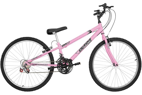 Bicicleta de Passeio Ultra Bikes Esporte Rebaixada Aro 26 Reforçada Freio V-Brake – 18 Marchas Feminina Rosa Bebê