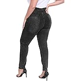 HAPPIERE Plus Size Jeans for Curvy Women High Waist Stretchy Cropped Pants Denim Jeggings with Pockets