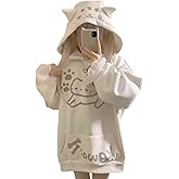 Cuteighteen Kawaii Hoodie with Cat Ears Teens Japanese Cute Anime Cartoon Graphic Hooded Sweatshirt Fleece Pullover Tops