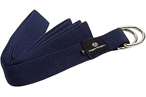 Hugger Mugger D-Ring Cotton Yoga Strap - Super Strong Cotton, Metal D-Ring Buckle, Multiple Lengths Available