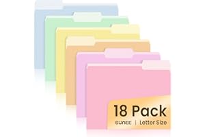 SUNEE File Folders, 18 Pack Manilla Folders 8.5 x 11, Colored Folder Office Organization Home School Folders for Documents Fi