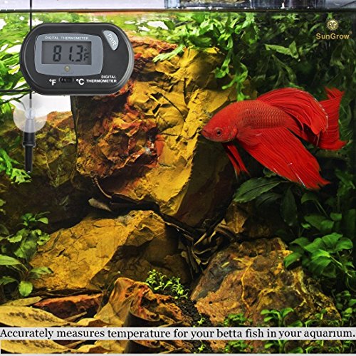 image for SunGrow Digital Thermometer, 2.3-inches by 1.5-inches, for Aquarium or