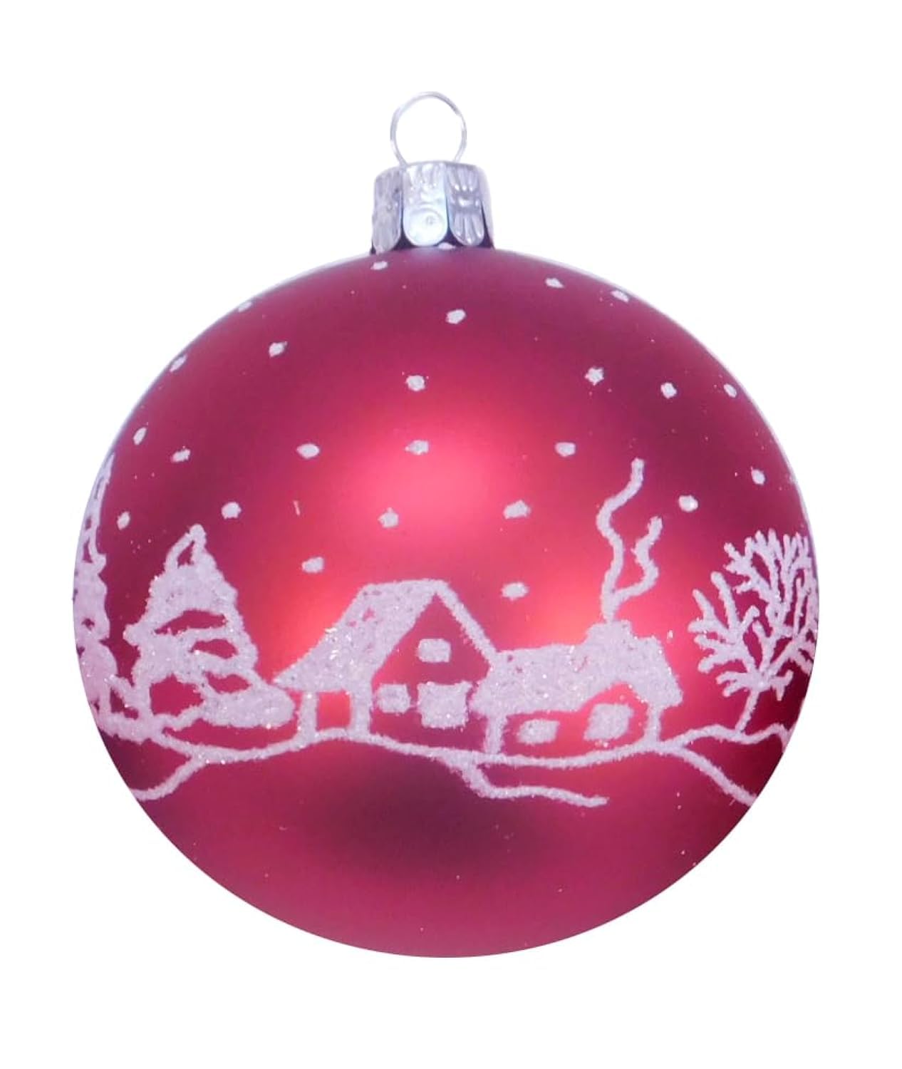 Ornex Ornamental Set (Diameter 8 cm) Made of Hand-Blown and Decorated Glass for Christmas Tree, Red, 3 Balls Diameter 8 cm, 3 Pieces