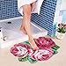 USTIDE Pink Bathroom Rugs, Floral Bathmat Flower Rug, Girls Bedroom Decor Rugs, Thick Washable Non-SKid Floor Carpet, Bedside Mat (2FTx3FT)