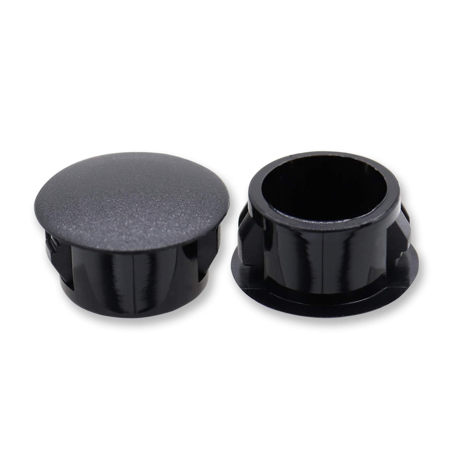 VictorsHome Hole Plugs Plastic 16mm (5/8") Fit for 15.5-16mm Diameter Locking Hole Tube, Flush Type Panel Insert End Caps Fastener Cover for Kitchen Cabinet Furniture Black 50pcs