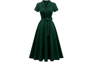 Wedtrend Women's Vintage Tea Dress, Short Sleeve Cocktail Party Dress Work Church Casual Dress