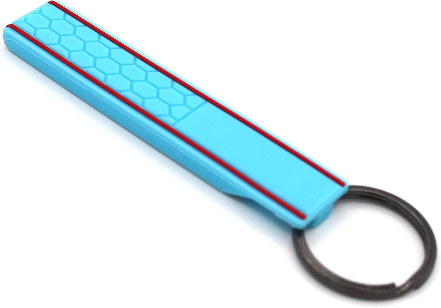 CYK www. CoverYourKey .de Honeycomb Structure Keyring Light Blue/Red