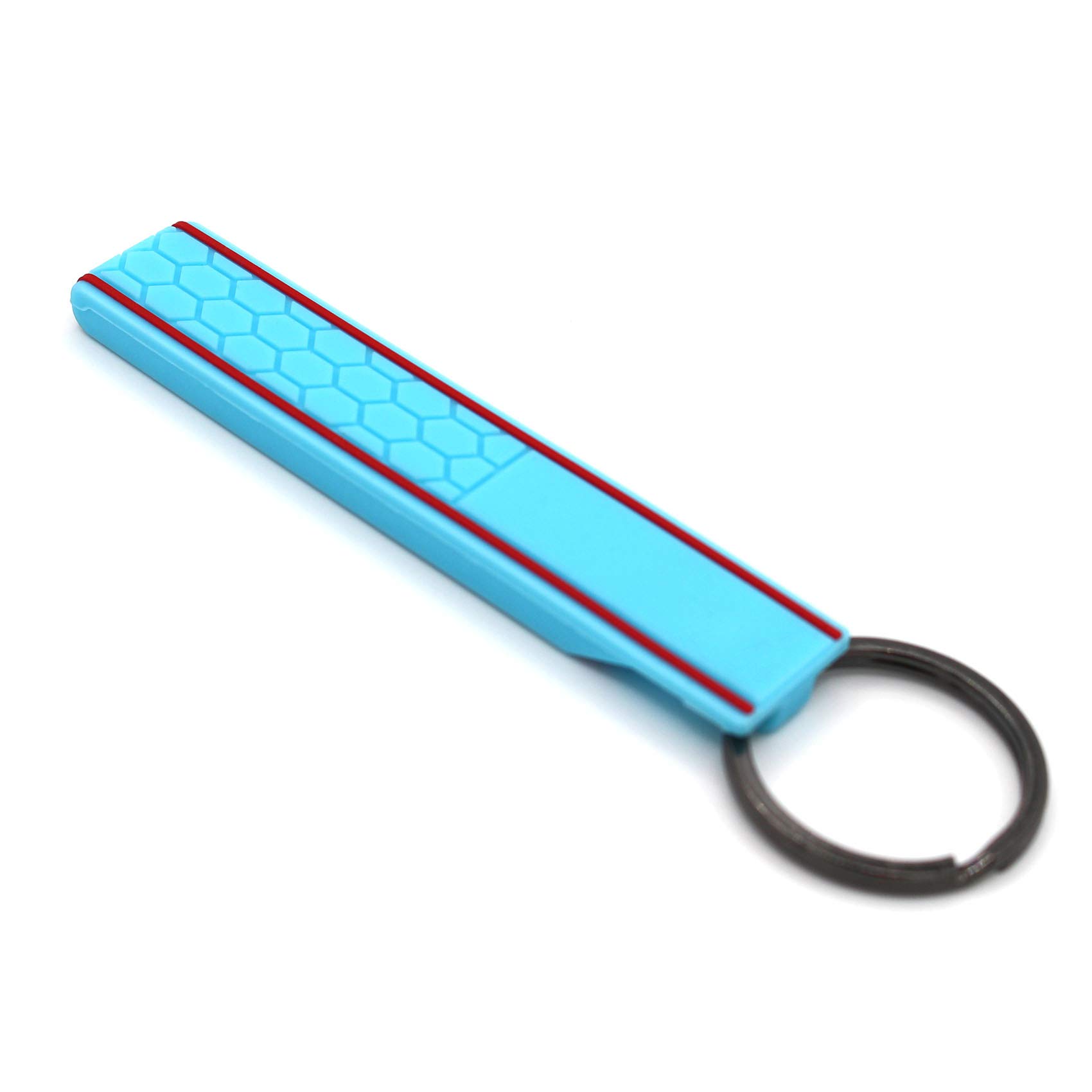 CYK www. CoverYourKey .de Honeycomb Structure Keyring Light Blue/Red