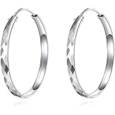 VONALA 925 Sterling Silver Chunky Hoop Earrings Circle Endless Jewellery for Women 30MM