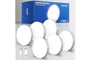 Homelist Motion Sensor Lights Indoor, 6 Packs Under Cabinet Lighting Wireless Rechargeable, 12 LED Battery Operated Closet Li