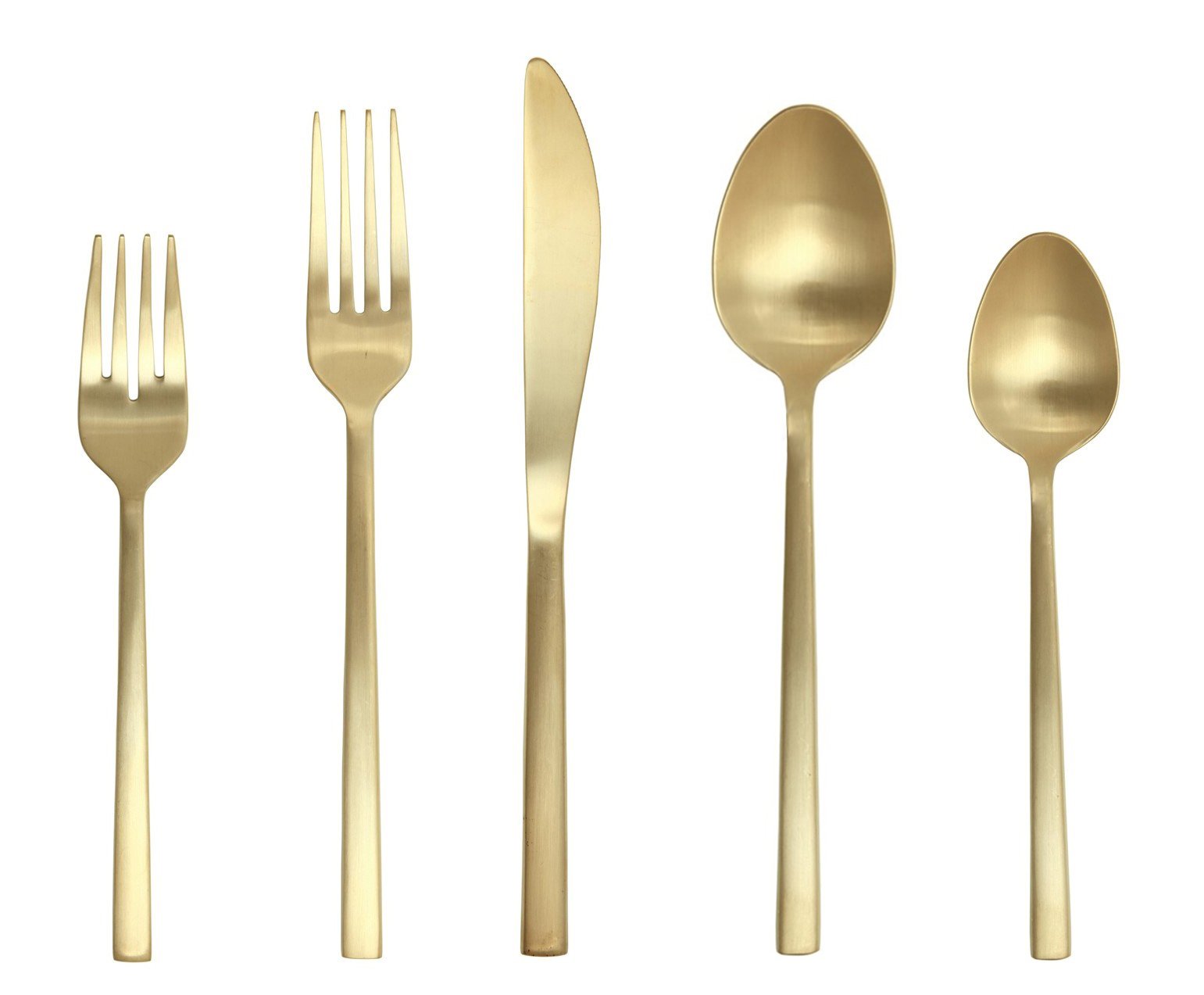 Photo 1 of (missing pieces) Fortessa Arezzo 18/10 Stainless Steel Flatware, 5 Piece Place Setting, Service for 1, Brushed Gold