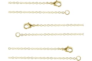ALEXCRAFT Wholesale 12 PCS Gold Plated Brass Flat Cable Chain Finished Necklace Chains Bulk for Necklace Making (24 Inch(2 MM))