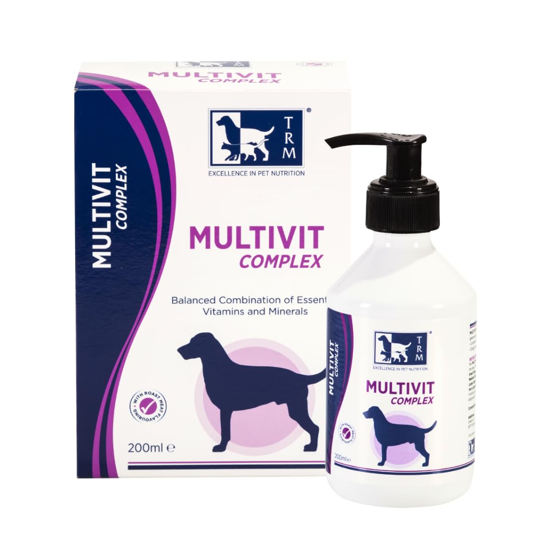 TRM PET Multivit Complex (200ml). Balanced complementary feed containing essential vitamins and minerals needed for general good health, energy and vitality. Suitable for all breeds and ages of dogs. — image 1