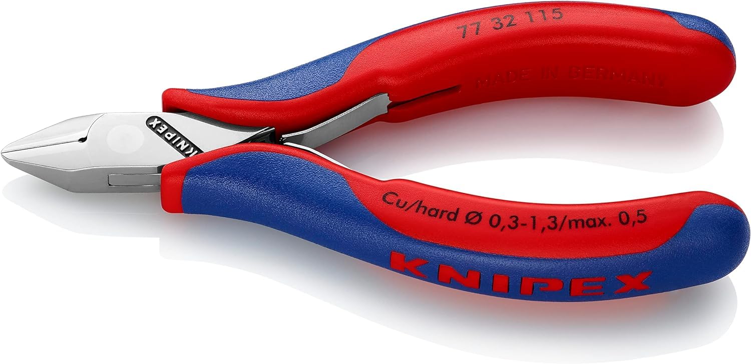 KNIPEX Electronics Diagonal Cutter with Box Joint with Multi-Component Handles 115 mm, 77 32 115