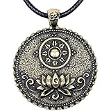 Paw Paw House Om Lotus Mandala Pendant Necklace Dharma Wheel Tibetan Buddhist Symbol Meditation Yoga Inspired Jewelry for Women Men (4127Br)