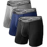 BAMBOO COOL Men's Ultra-Soft Breathable Boxer Briefs 3-Pack - Moisture Wicking Underwear | Comfort Fit, Tagless
